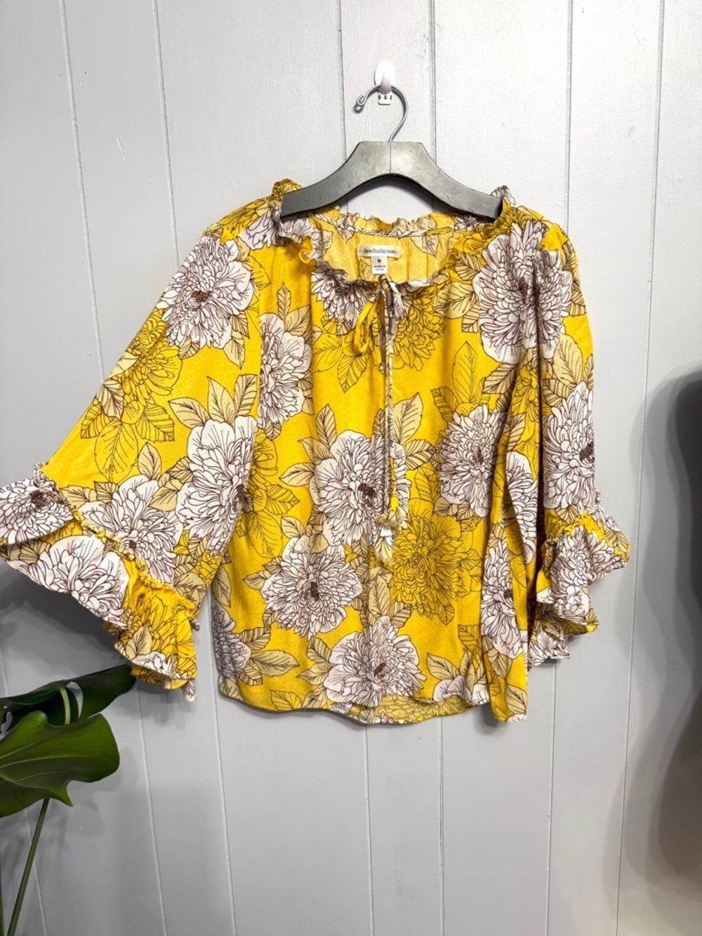 #7) JohnPaulRichard Yellow Floral Peasant Blouse